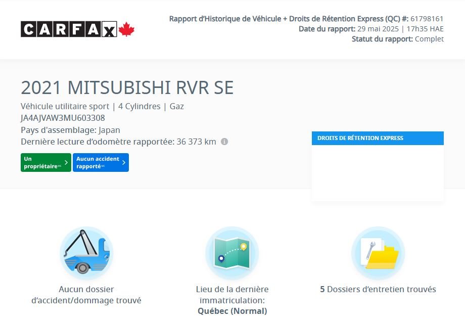 Mitsubishi RVR SE 4WD | CAMÉRA | CARPLAY | BLUETOOTH | BAS KM!! 2021 à Laval, Québec - 2 - w1024h768px