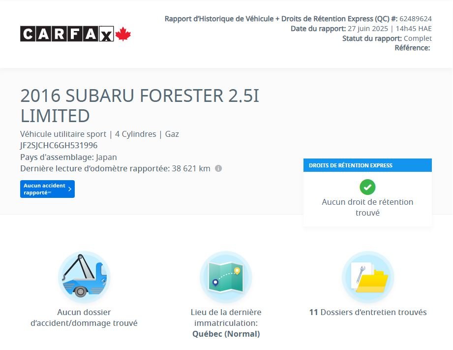 Subaru Forester Limited 2.5i | PANO | CAMÉRA | BLUETOOTH | BAS KM! 2016 à Laval, Québec - 2 - w1024h768px