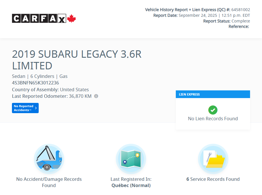 Subaru Legacy 3.6R Limited BAS KM | DEMAREUR | TOIT | CUIR | +++ 2019 à Laval, Québec - 2 - w1024h768px