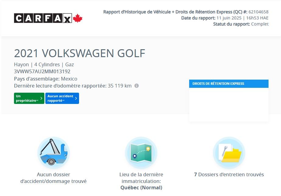 Volkswagen Golf Comfortline CARPLAY | CAMÉRA | BLUETOOTH | BAS KM! 2021 à Laval, Québec - 2 - w1024h768px