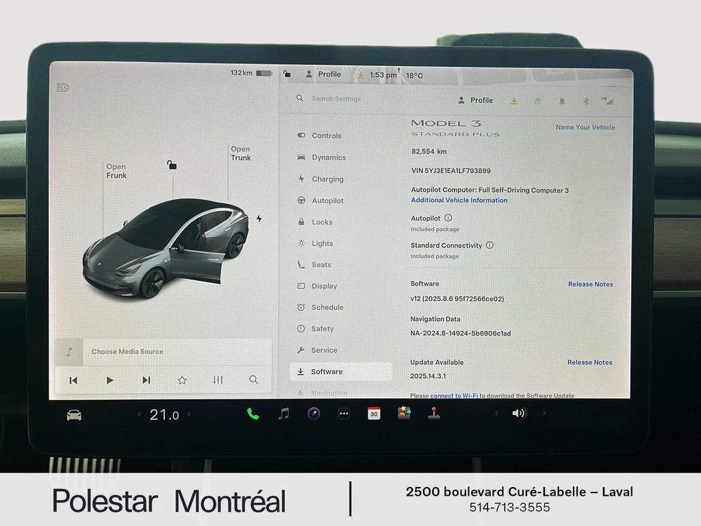 2020 Tesla MODEL 3 Standard Range Plus in Laval, Quebec - 13 - w1024h768px