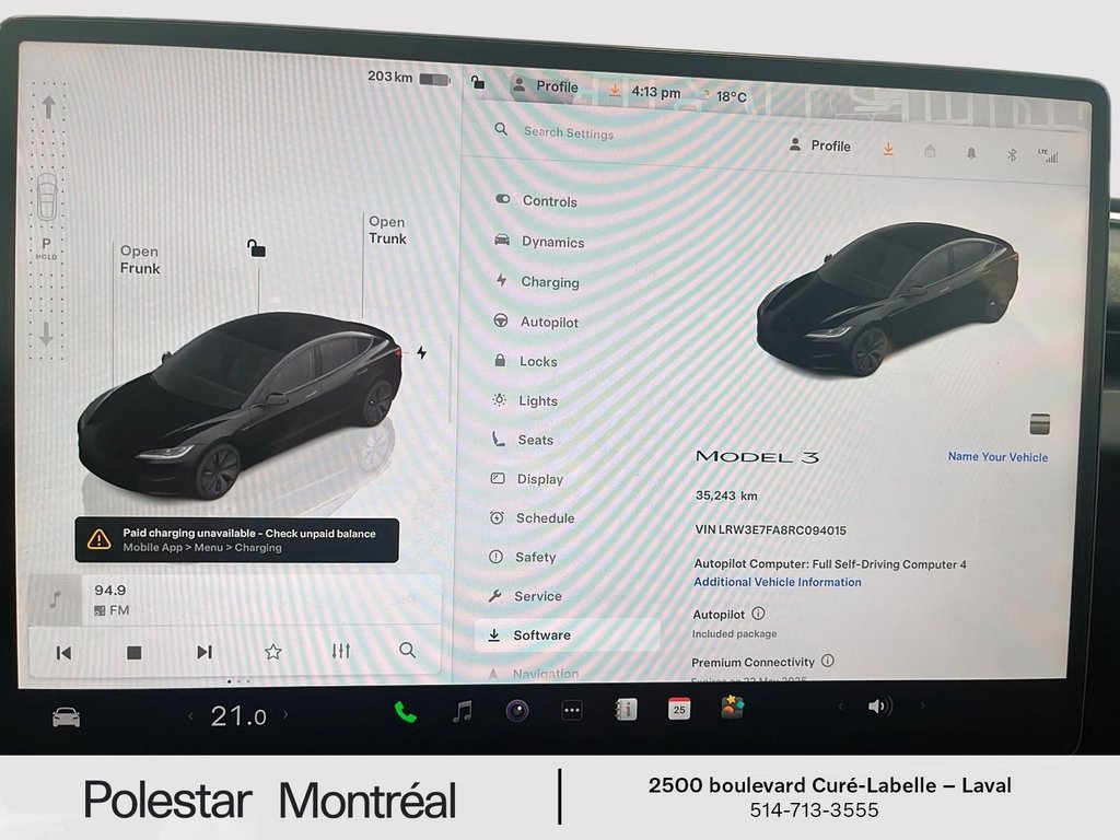 2024 Tesla MODEL 3 BASE in Laval, Quebec - 18 - w1024h768px