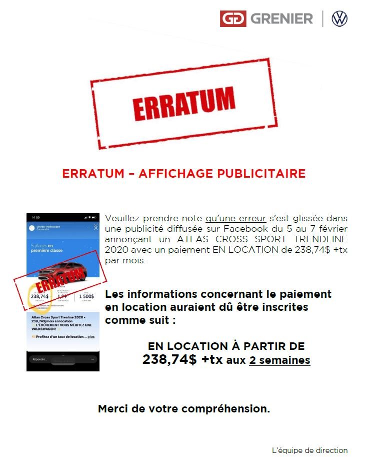 ERRATUM - AFFICHAGE PUBLICITAIRE