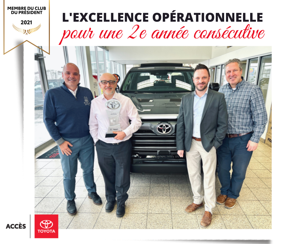 Programme du président 2021 | Accès Toyota reçoit l’excellence opérationnelle pour une deuxième année consécutive