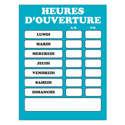 Heures d'ouverture
