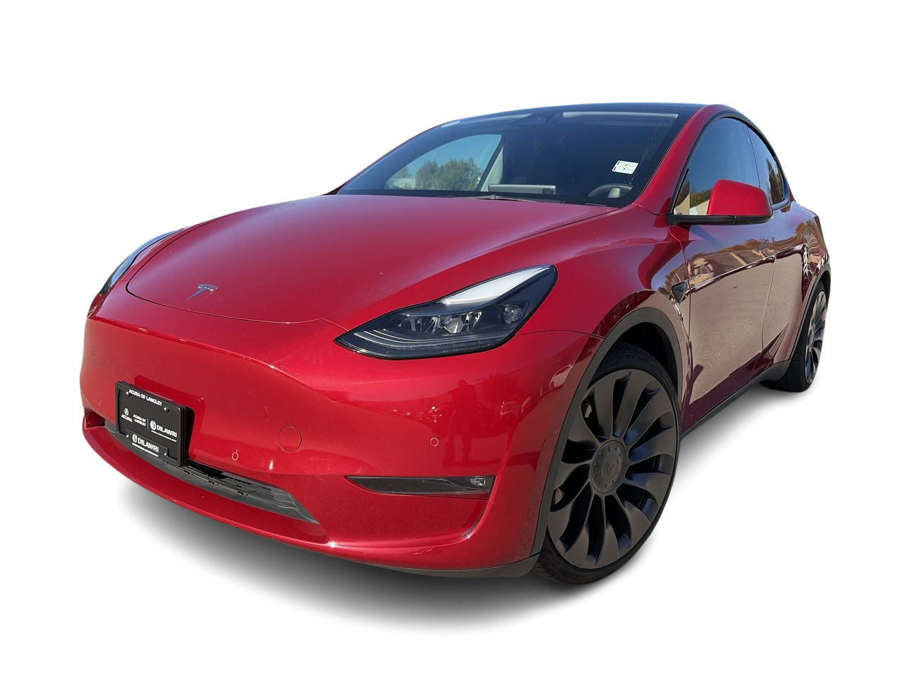 Red 2021 Tesla Model Y SUV / Crossover All-Wheel Drive Automatic