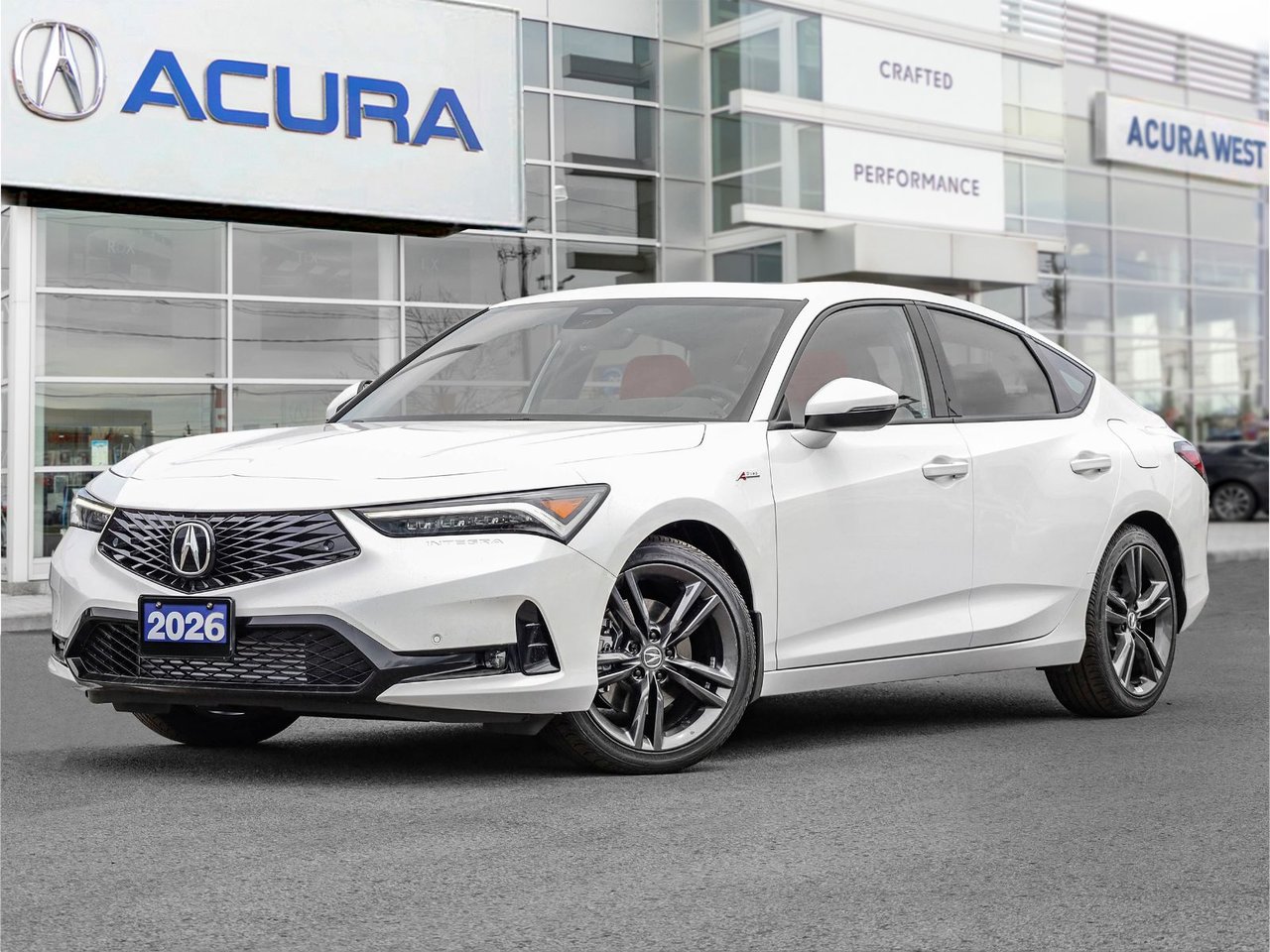 Gray (PLATINUM WHITE PEARL(NH-883PX)-RED PREMIUM PAINT_I) 2026 Acura Integra Sedan Continuously Variable Transmission