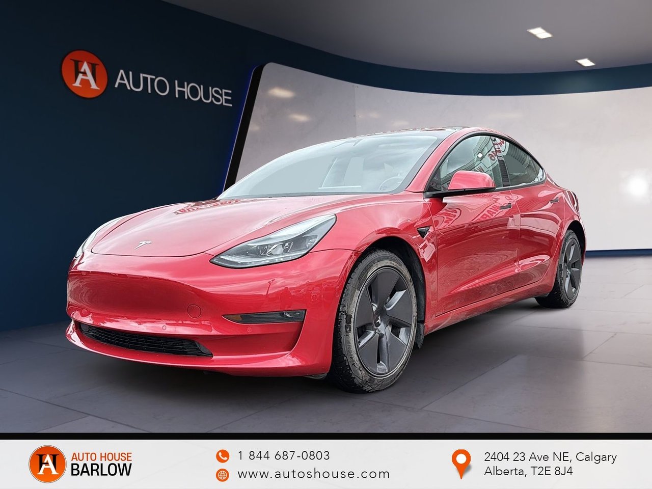 Red 2021 Tesla Model 3 Sedan Rear-Wheel Drive Automatic