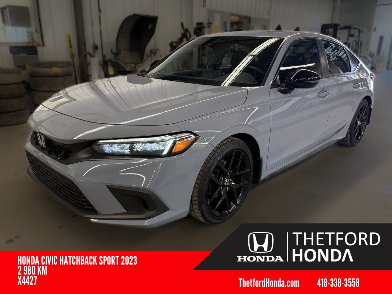 Gray 2023 Honda Civic Hatchback Sport Touring FWD Hatchback Front-Wheel Drive Continuously Variable Transmission