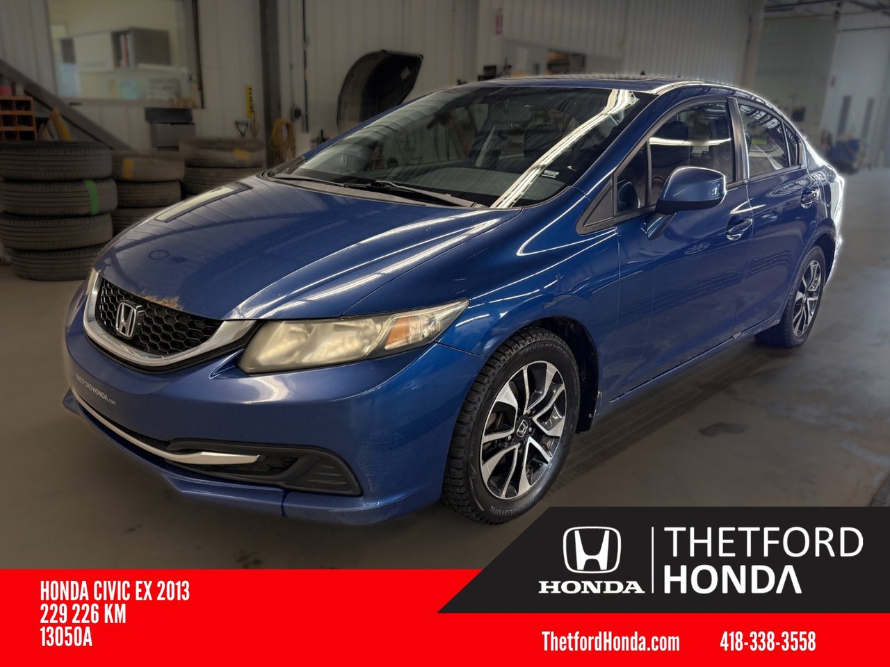 Blue 2013 Honda Civic EX Sedan Front-Wheel Drive Manual