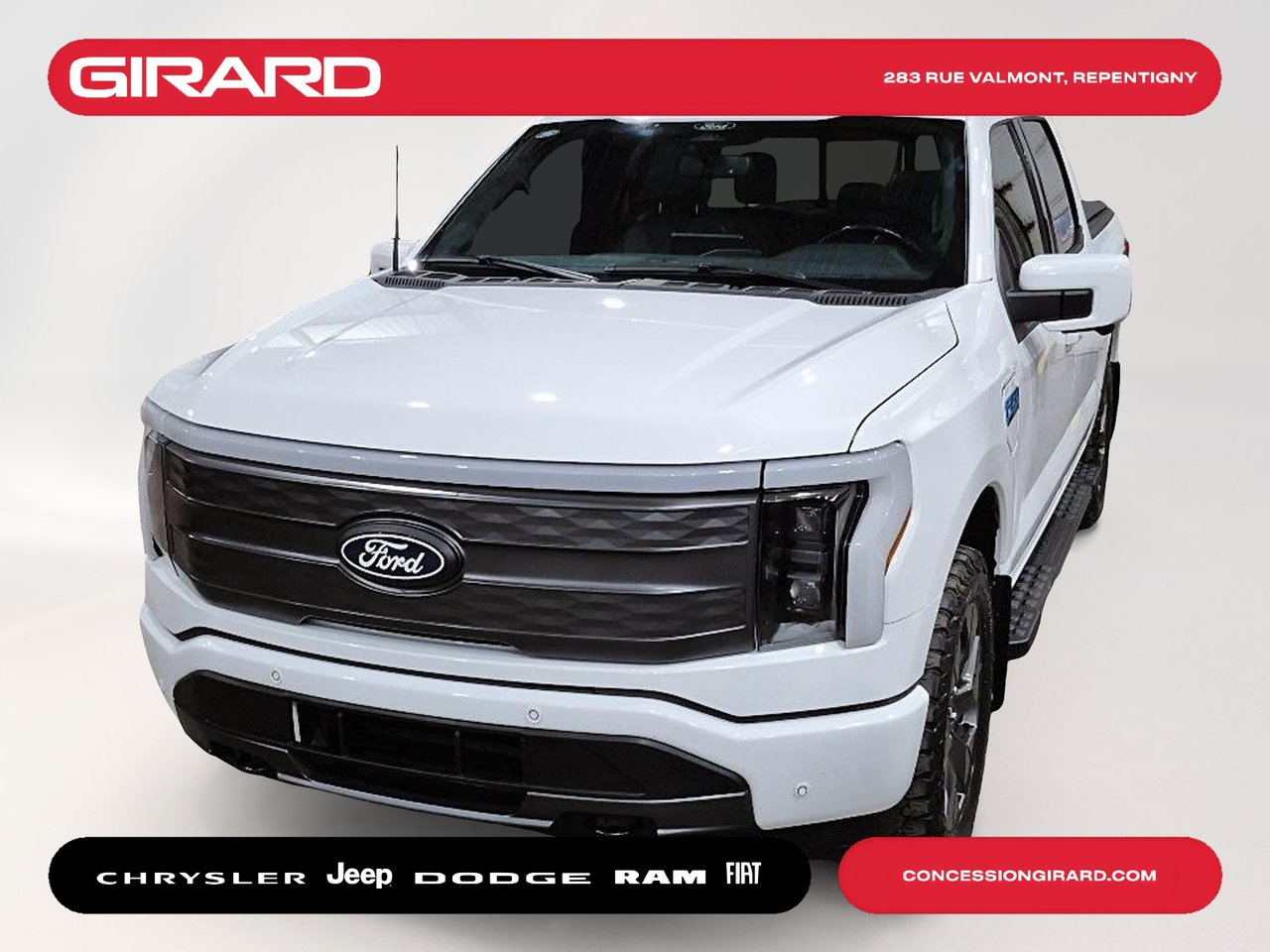 White 2024 Ford F-150 Lightning Pickup Truck All-Wheel Drive Automatic