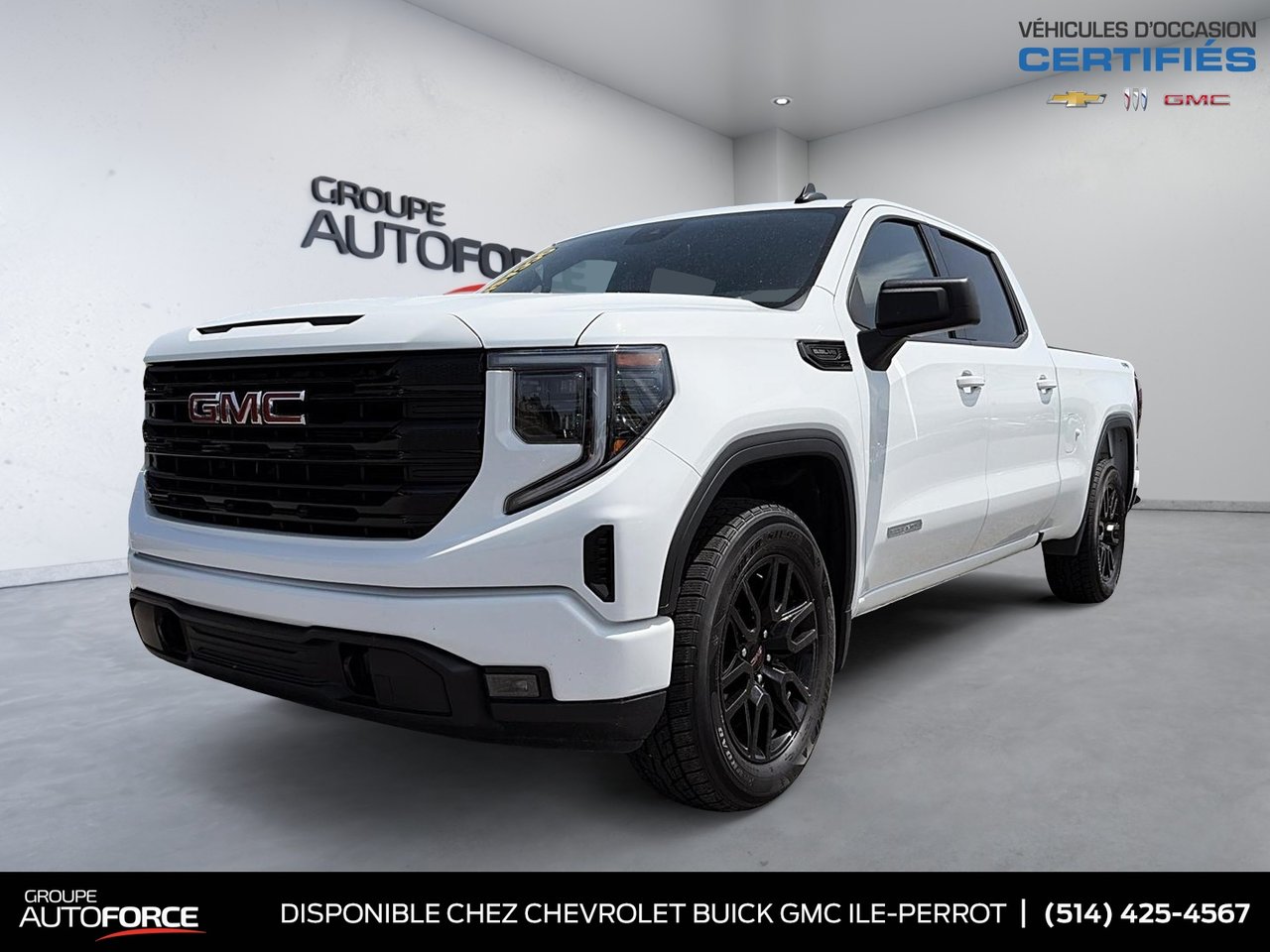 White 2025 GMC Sierra 1500 Elevation Crew Cab 4WD Pickup Truck Four-Wheel Drive Automatic