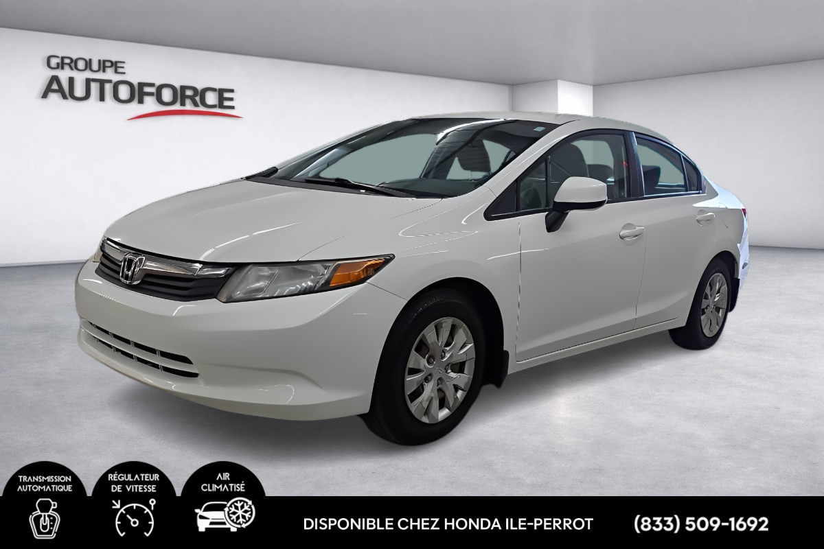 White 2012 Honda Civic LX Sedan Front-Wheel Drive Automatic