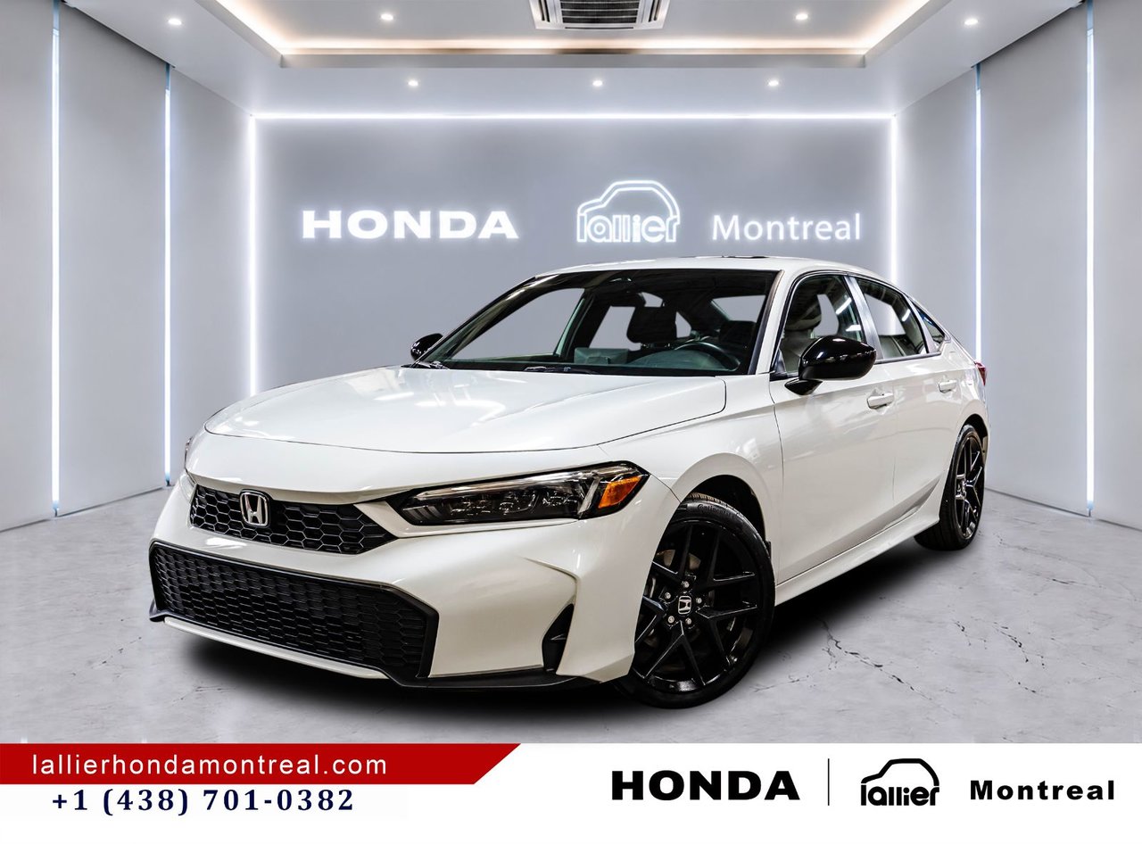 Platinum White Pearl 2025 Honda Civic Hybrid Sedan Front-Wheel Drive Automatic