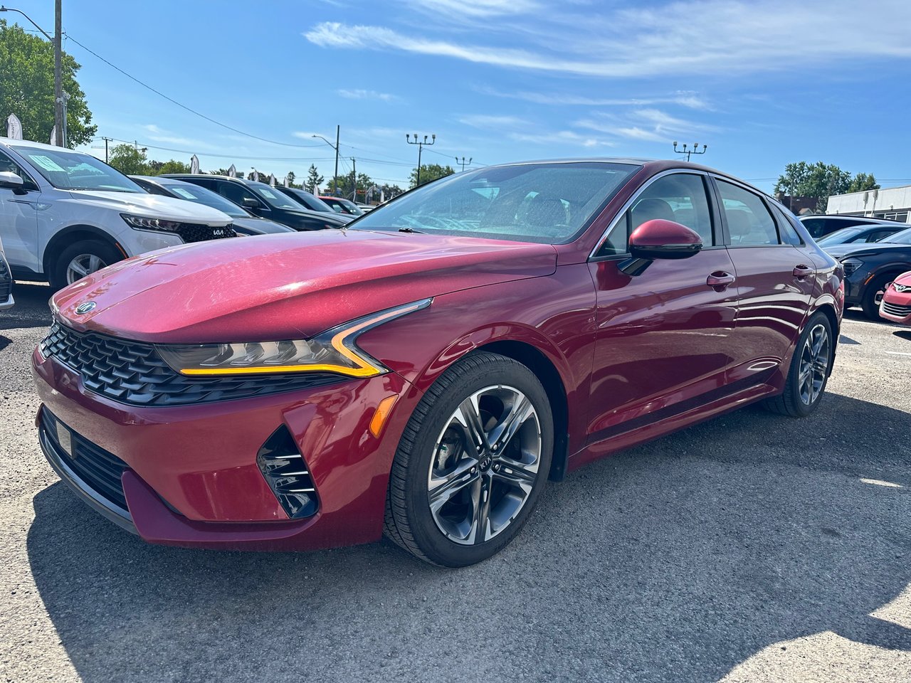 Red 2021 Kia K5 Sedan Front-Wheel Drive Automatic