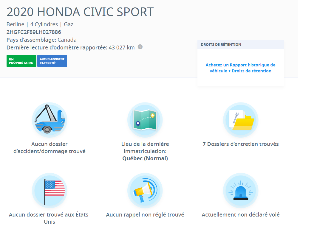 Used 2020 Caviar Honda Sport / CAMERA / TOIT OUVRANT / TISSUS image 2