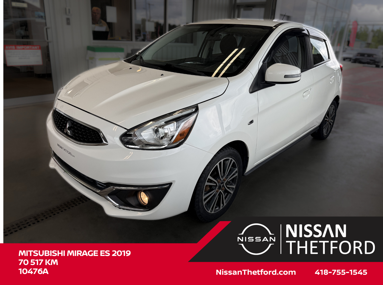 White 2019 Mitsubishi Mirage Hatchback  Continuously Variable Transmission