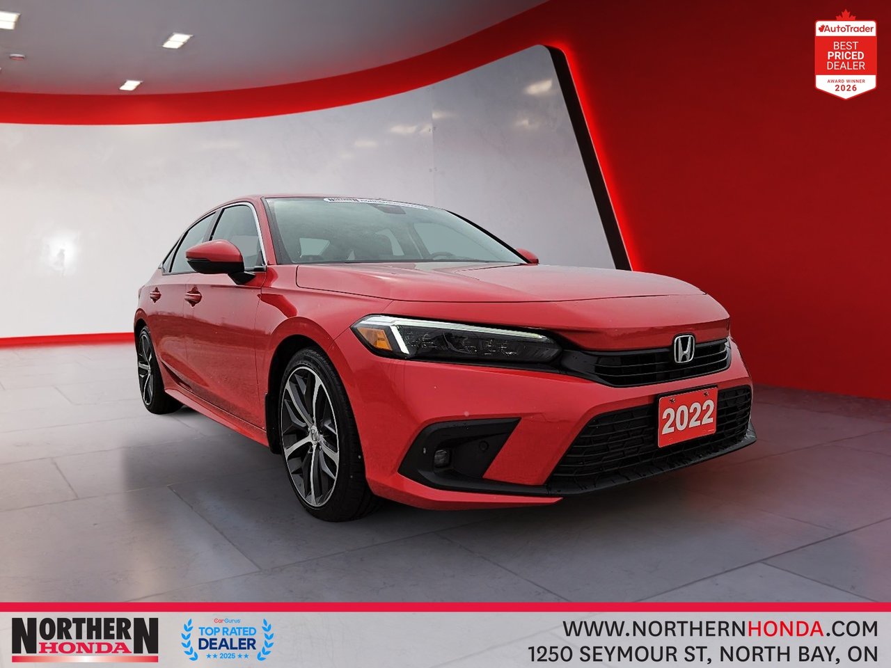 Red 2022 Honda Civic Touring FWD Sedan Front-Wheel Drive Continuously Variable Transmission