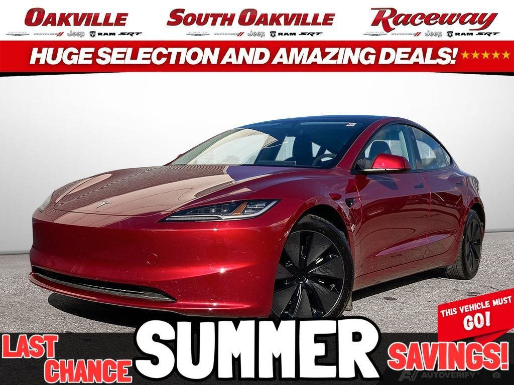 Red 2024 Tesla Model 3 Sedan All-Wheel Drive Continuously Variable Transmission