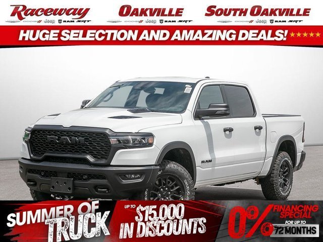 White 2026 RAM 1500 Pickup Truck Four-Wheel Drive Automatic