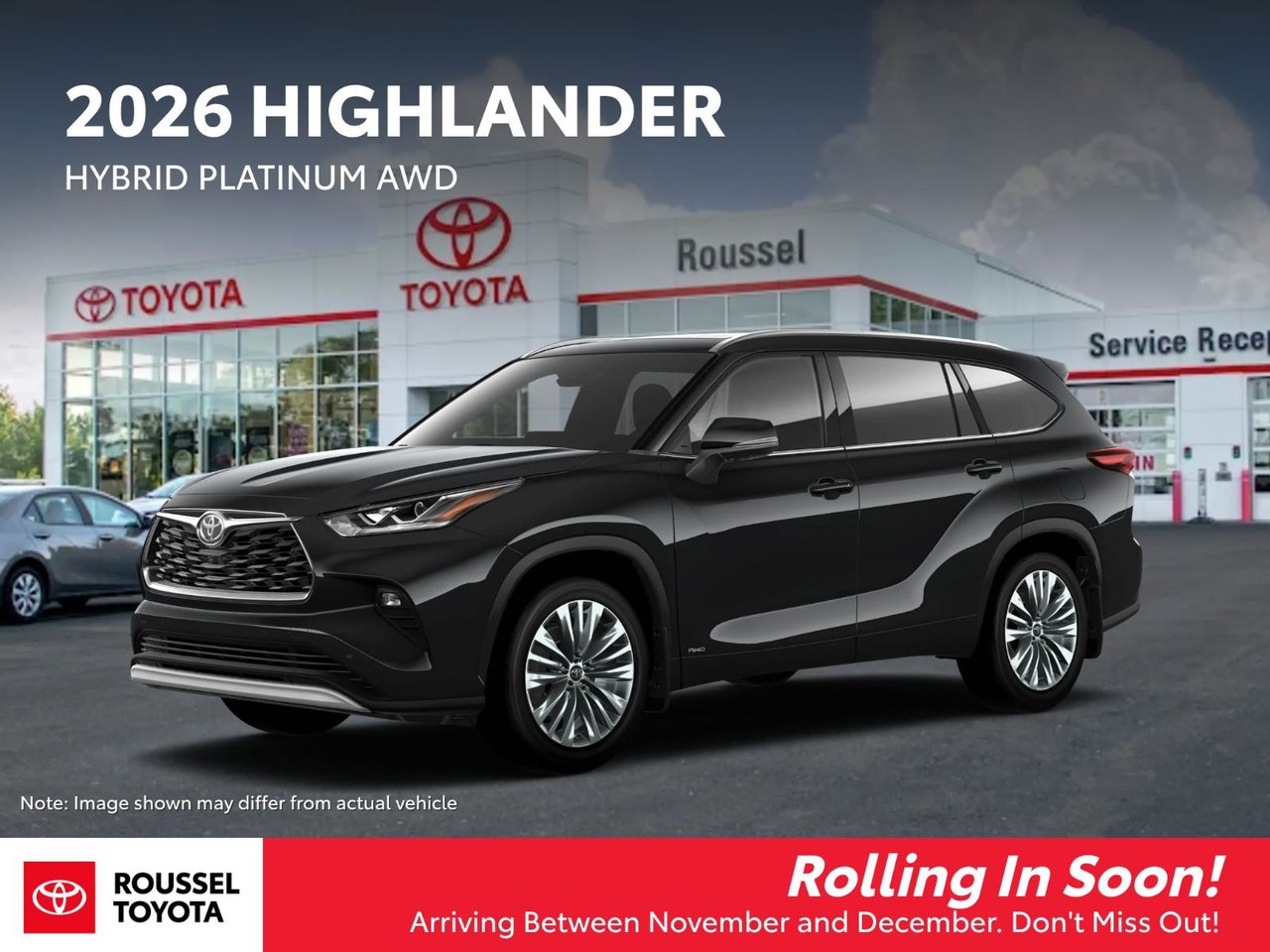 Midnight Black Metallic 2026 Toyota Highlander Hybrid SUV / Crossover All-Wheel Drive Automatic