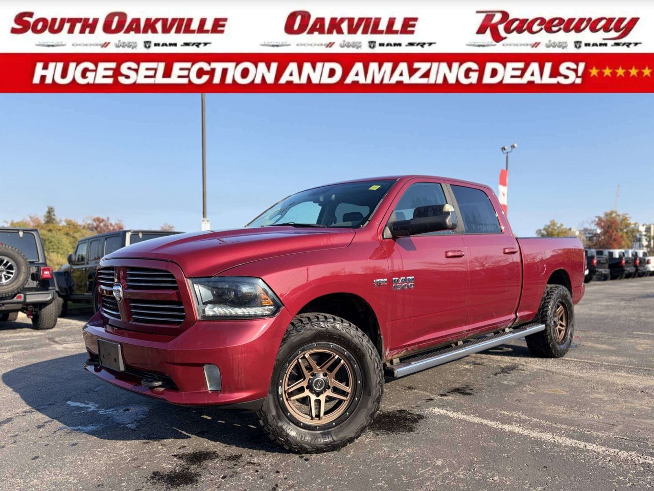 Red 2015 RAM 1500 Pickup Truck Four-Wheel Drive Automatic