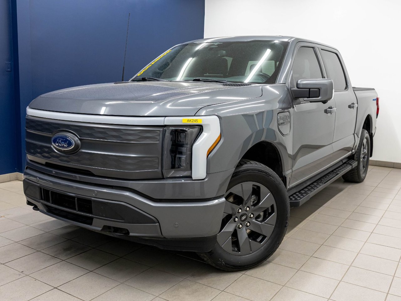 Gray (Carbonized Grey) 2023 Ford F-150 Lightning Pickup Truck All-Wheel Drive Automatic