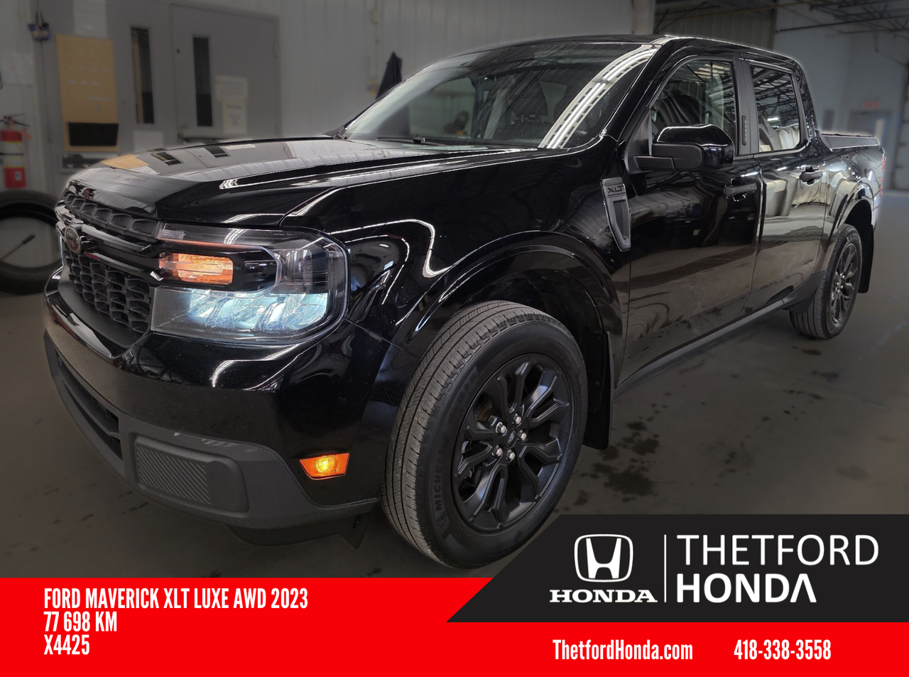 Black 2023 Ford Maverick XLT SuperCrew AWD Pickup Truck All-Wheel Drive Automatic