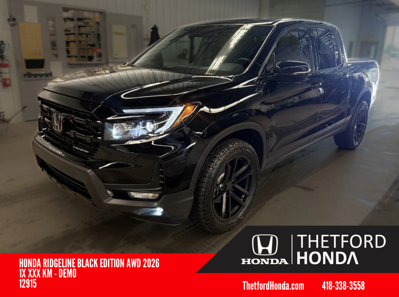 Black 2026 Honda Ridgeline Black Edition AWD Pickup Truck All-Wheel Drive Automatic