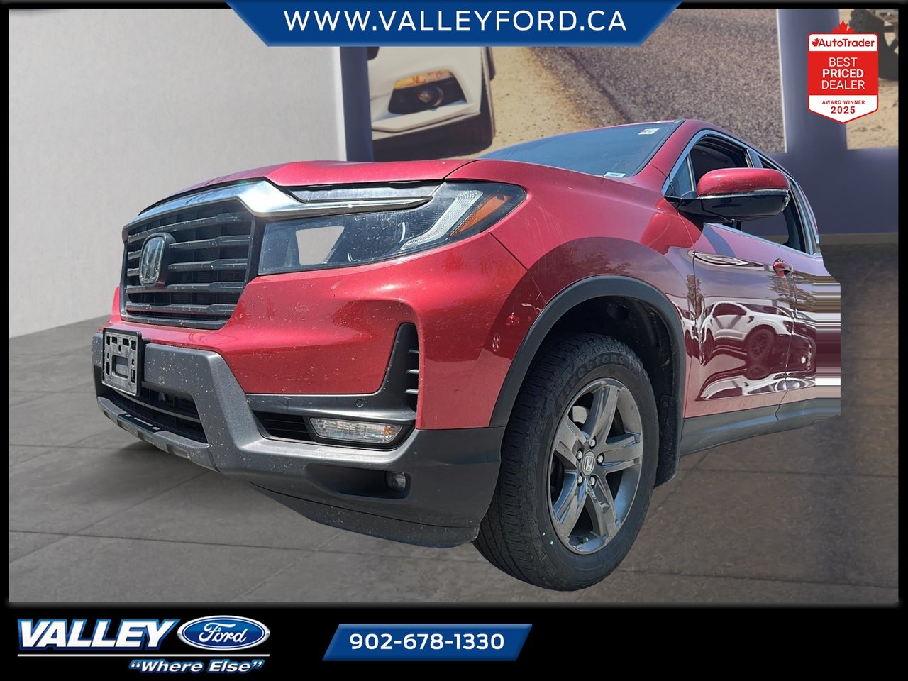 Red 2022 Honda Ridgeline Pickup Truck All-Wheel Drive Automatic