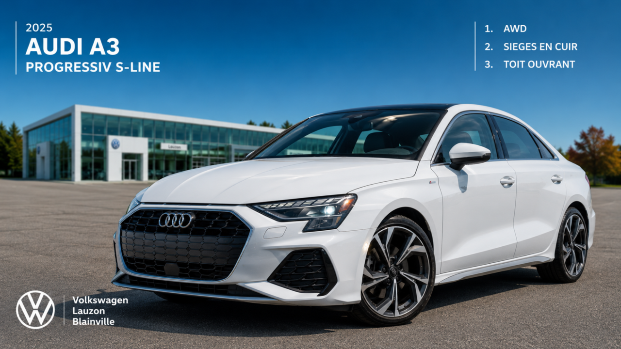 White 2025 Audi A3 Sedan Automatic