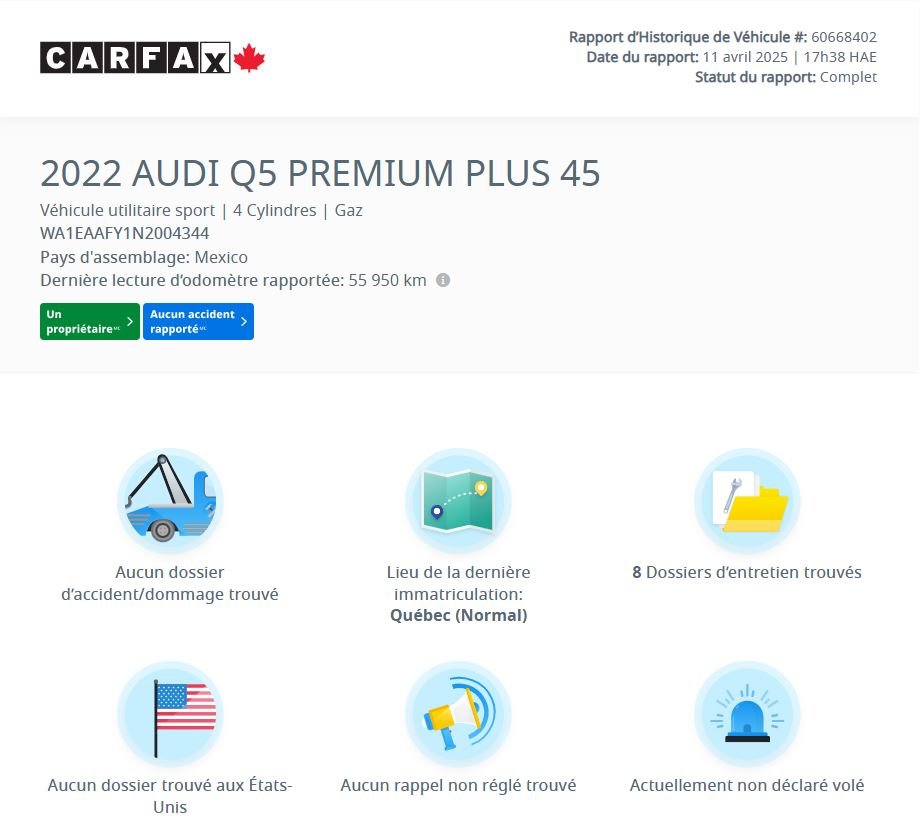 2022 Audi Q5 Progressiv TOIT PANO | CUIR | CARPLAY | CAMÉRA Progressiv TOIT PANO | CUIR | CARPLAY | CAMÉRA