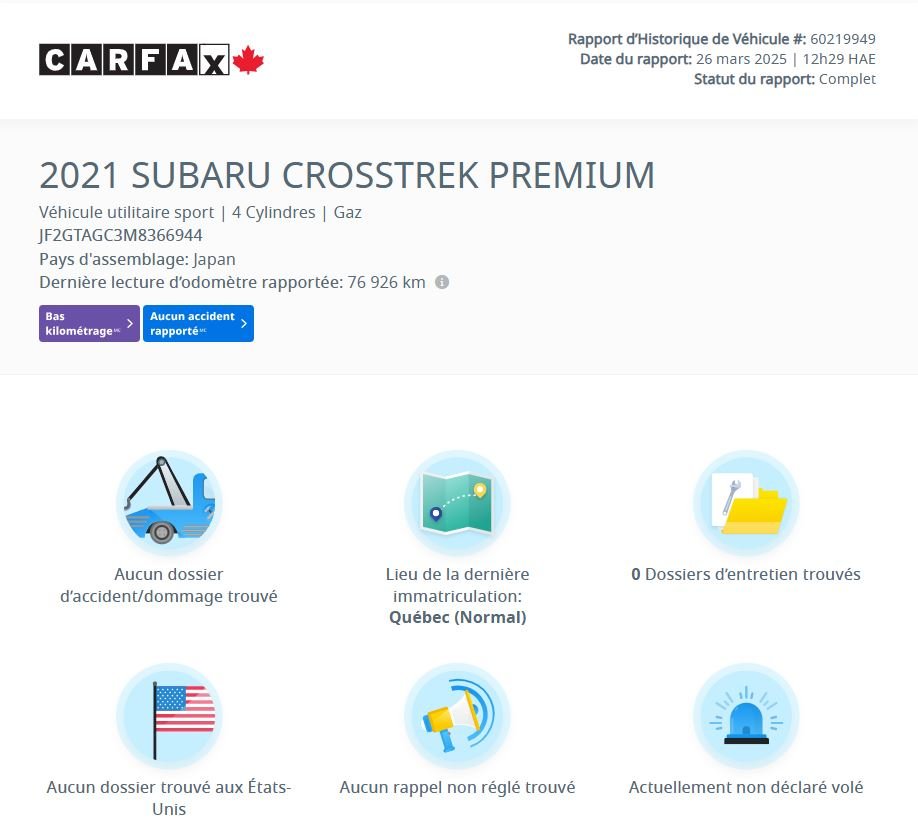 Subaru Crosstrek Sport | TOIT | CAMÉRA | BLUETOOTH | CARPLAY | +++ 2021 Sport | TOIT | CAMÉRA | BLUETOOTH | CARPLAY | +++