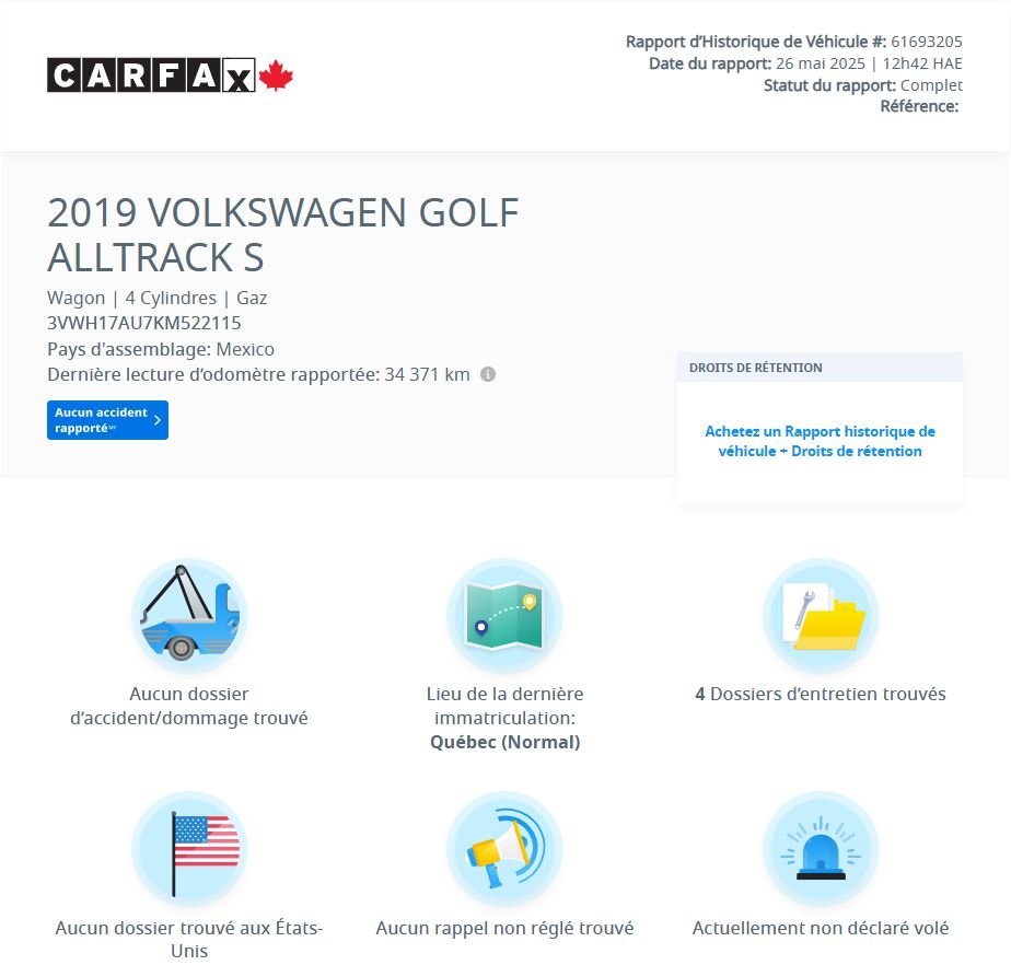 Volkswagen GOLF ALLTRACK Execline TOIT | CUIR | PHARE LED | JANTES 18'' 2019 Execline TOIT | CUIR | PHARE LED | JANTES 18''
