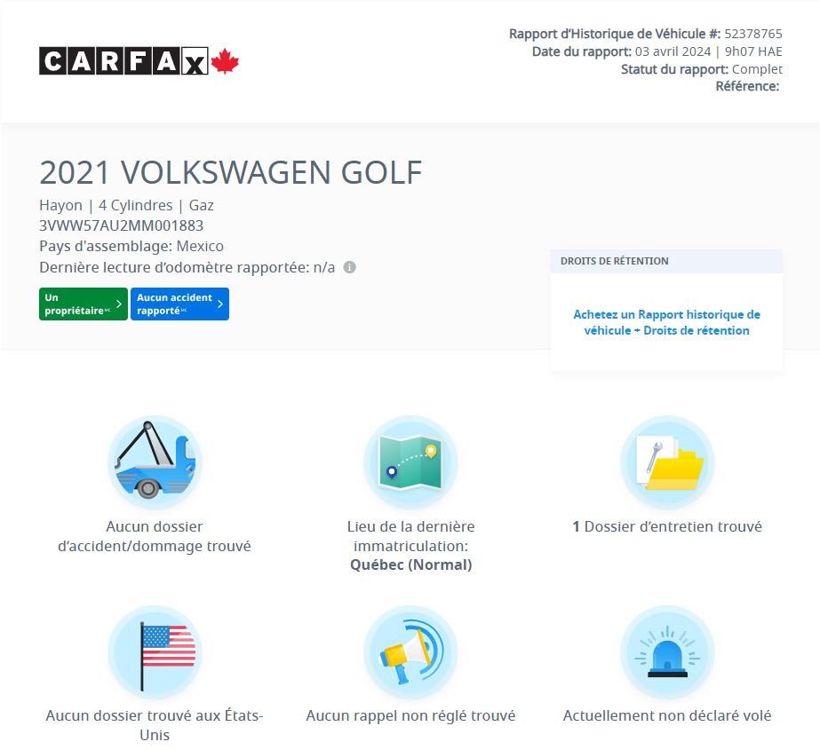 2021 Volkswagen Golf Highline BAS KM | NAV | CAMÉRA | CARPLAY | TOIT Highline BAS KM | NAV | CAMÉRA | CARPLAY | TOIT