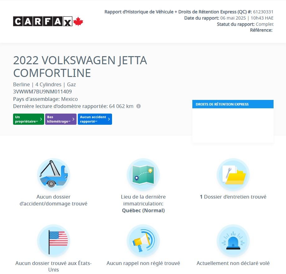 2022 Volkswagen Jetta Comfortline CARPLAY | CAMÉRA | CUIR | BLUETOOTH Comfortline CARPLAY | CAMÉRA | CUIR | BLUETOOTH