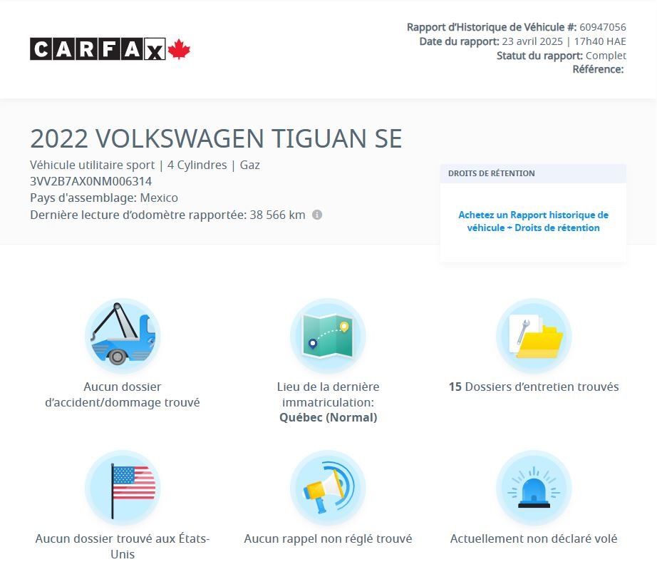 2022 Volkswagen Tiguan Comfortline TOIT PANO | DÉMARREUR | CUIR | CARPLAY Comfortline TOIT PANO | DÉMARREUR | CUIR | CARPLAY
