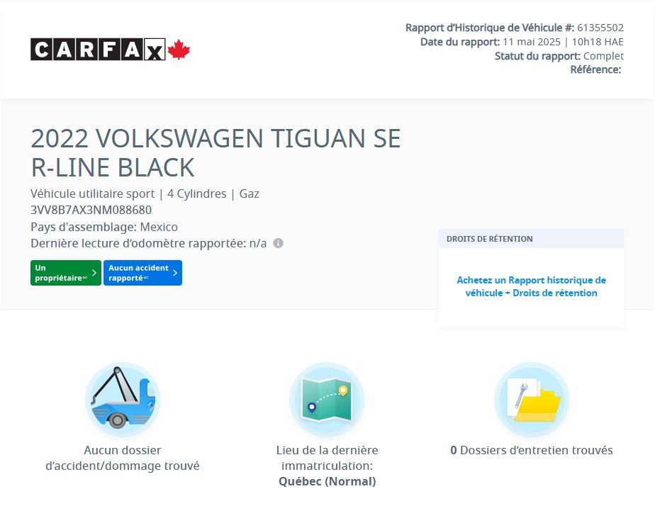Volkswagen Tiguan Comfortline R-Line Black Edition TOIT | CUIR | CAM 2022 Comfortline R-Line Black Edition TOIT | CUIR | CAM