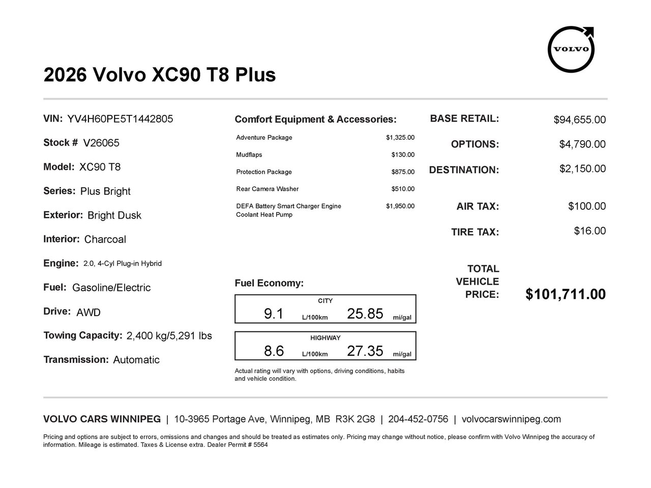 2026 Volvo XC90 Plug-In Hybrid Plus Bright Theme-1