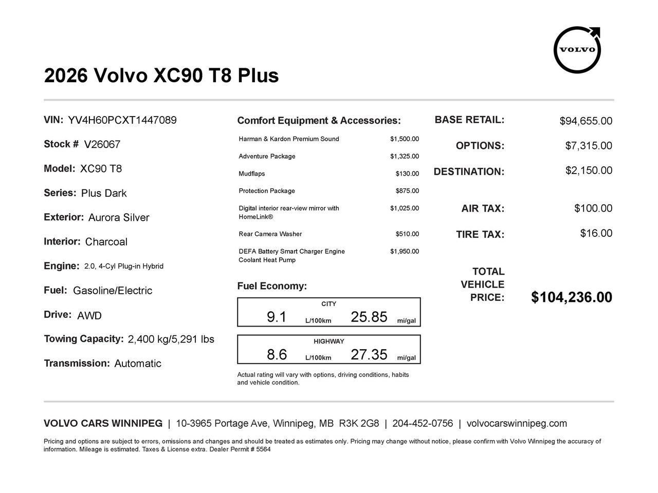2026 Volvo XC90 Plug-In Hybrid Plus Dark Theme-1