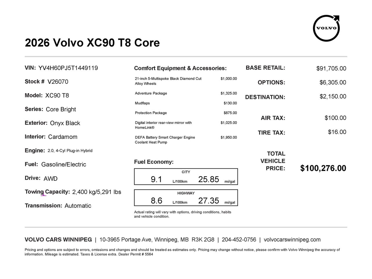 2026 Volvo XC90 Plug-In Hybrid Core Bright Theme-1