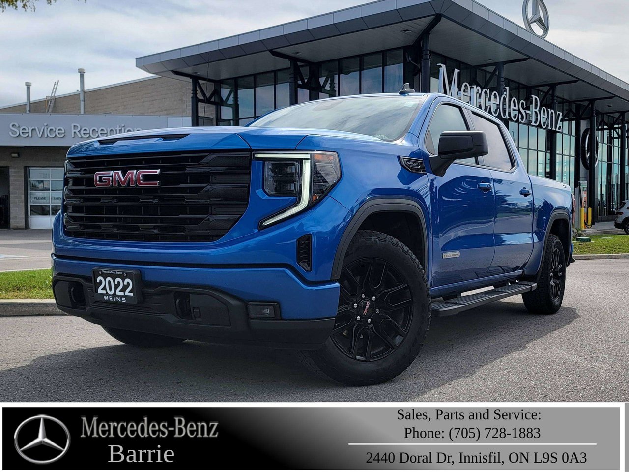 Blue 2022 GMC Sierra 1500 Pickup Truck Four-Wheel Drive 
