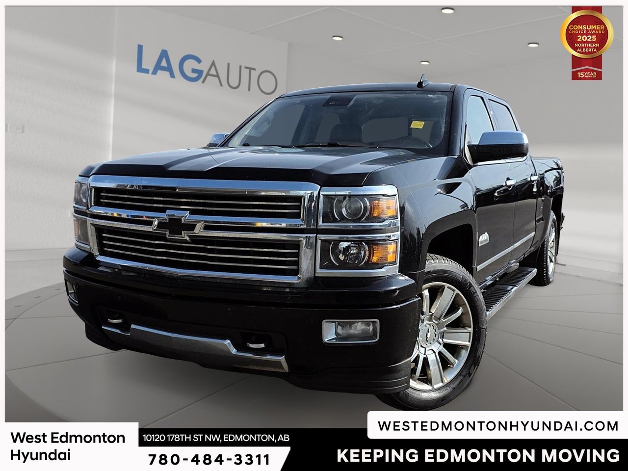 Black 2015 Chevrolet Silverado 1500 High Country Crew Cab 4WD Pickup Truck Four-Wheel Drive Automatic