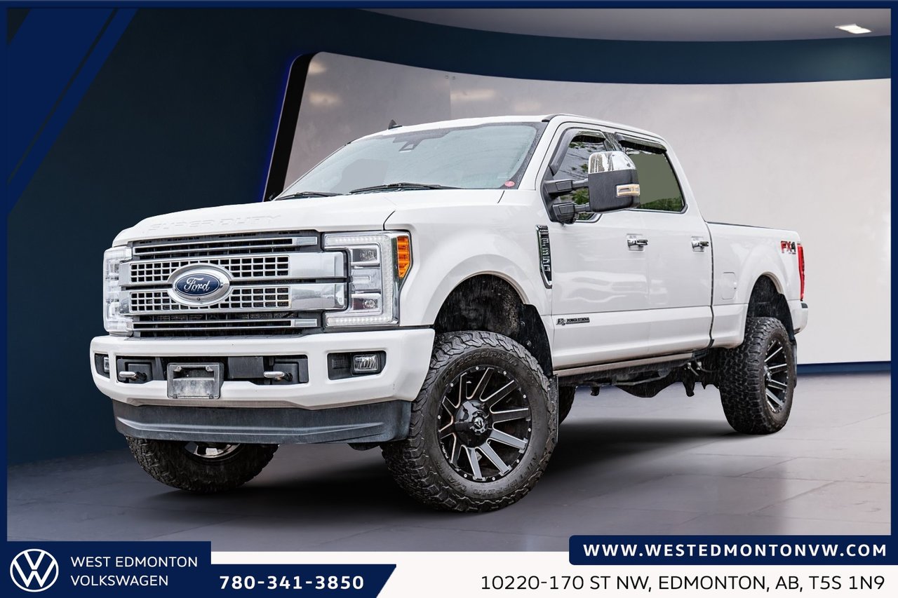 White 2019 Ford F-350 Super Duty Platinum Crew Cab 4WD Pickup Truck Four-Wheel Drive Automatic