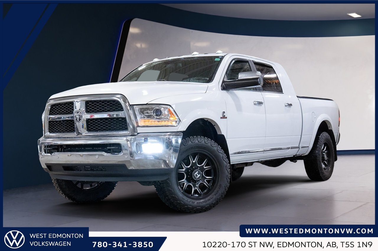 White 2017 RAM 3500 Laramie Limited Mega Cab 4WD Pickup Truck Four-Wheel Drive Automatic