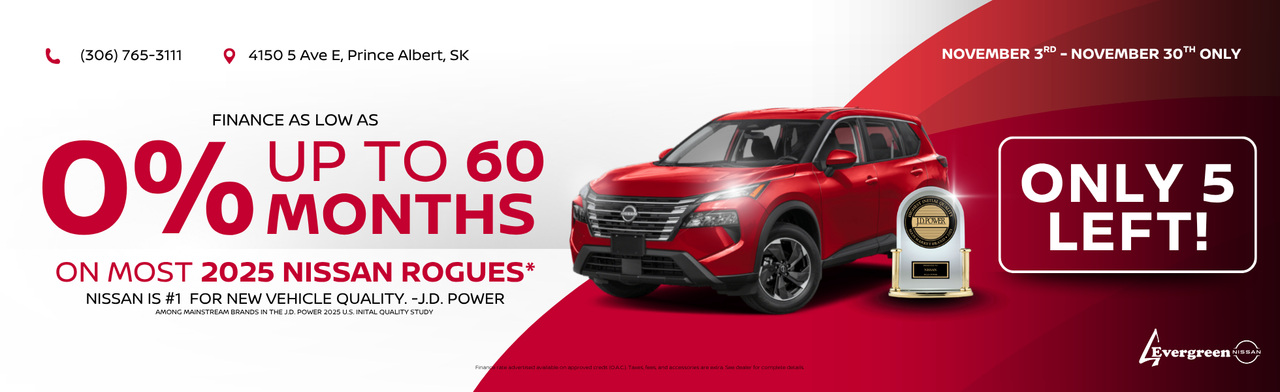 0% For Up To 60 Months On The 2025 Nissan Rogues!*