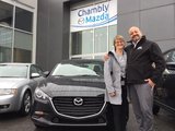 Félicitations à Mme Lapointe pour l'acquisition de sa nouvelle Mazda 3 2017, Chambly Mazda