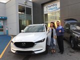 Félicitations Mme Cardoso pour votre nouvelle Mazda CX5 GT. Merci de votre confiance, Chambly Mazda