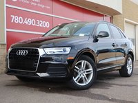 2017 Audi Q3 KOMFORT IN BLACK EQUIPPED WITH A 2.0L TURBO I4 , QUATTRO AWD , 6SPD AUTO , LEATHER HEATED SEATS , PREMIUM AUDIO , BACKUP CAM , D-0