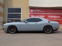 2022 Dodge Challenger SCAT PACK 392 SHAKER IN SMOKE SHOW GREY EQUIPEPD WITH A 6.4L SRT HEMI V8 , RWD , 8SPD TF AUTO , NAPPA LEATHER/ALCANTARA HEATED/V-7